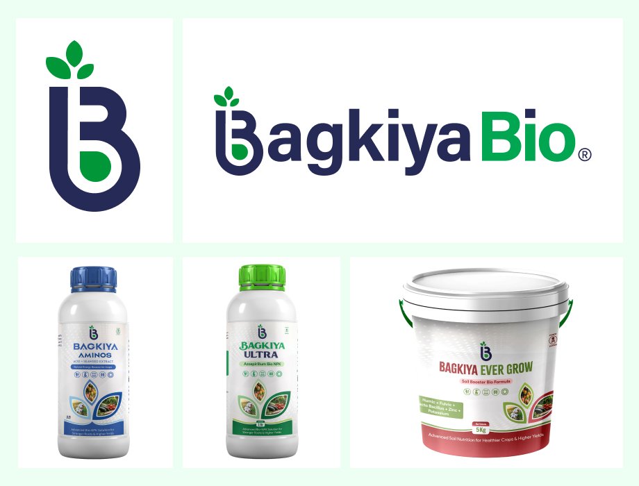 Bagkiya Bio brand identity design with logo and product packaging
