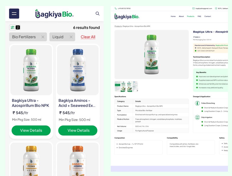 Online store product listing page with organic items