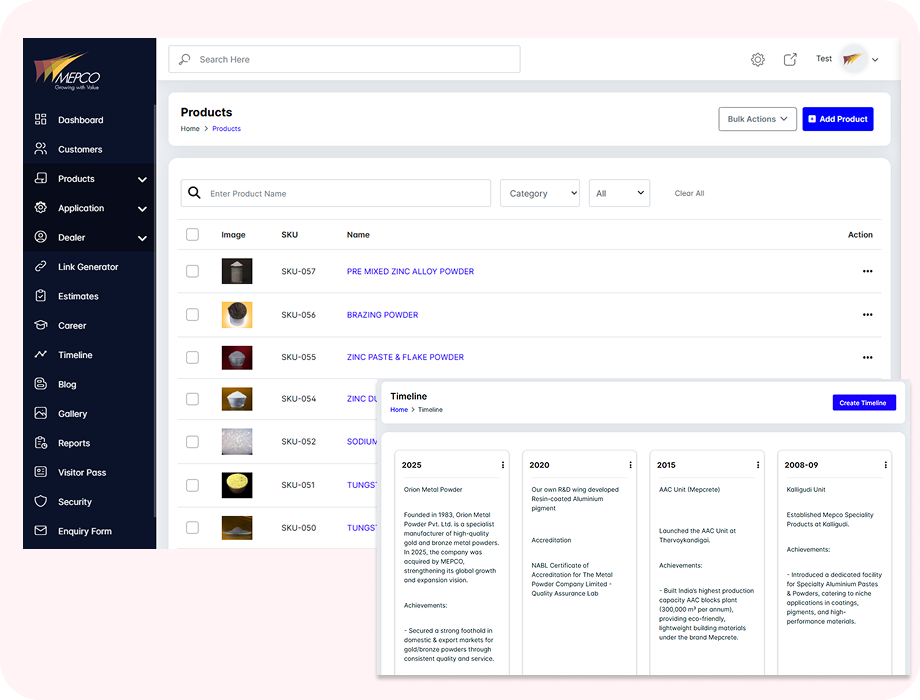 Admin dashboard for content management and system control