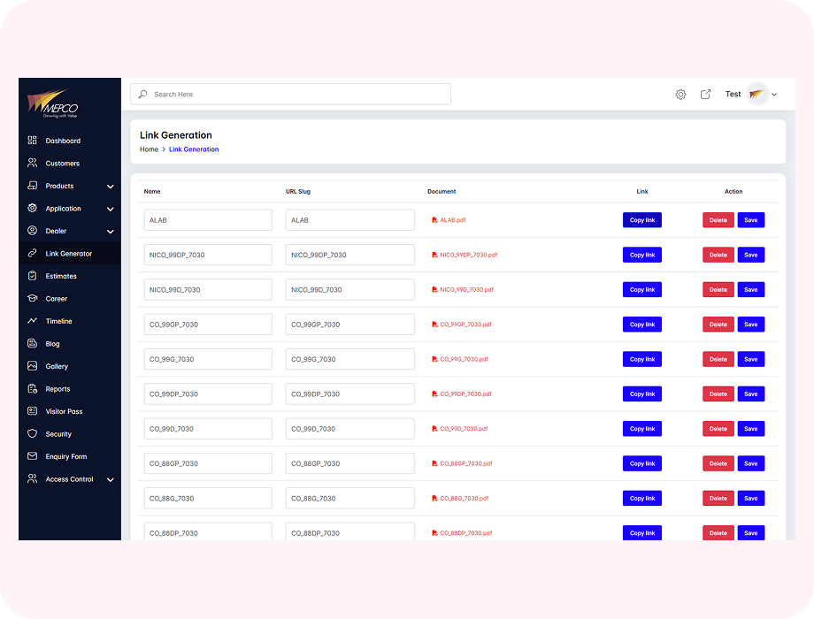 File upload management interface with document tracking
