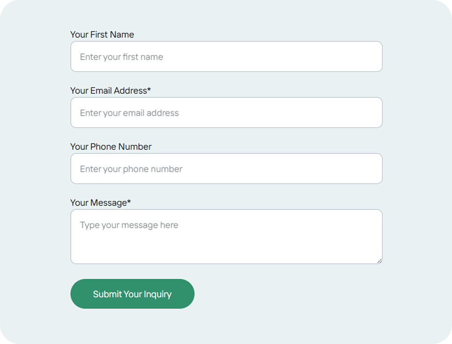 Online enquiry form for training course registration