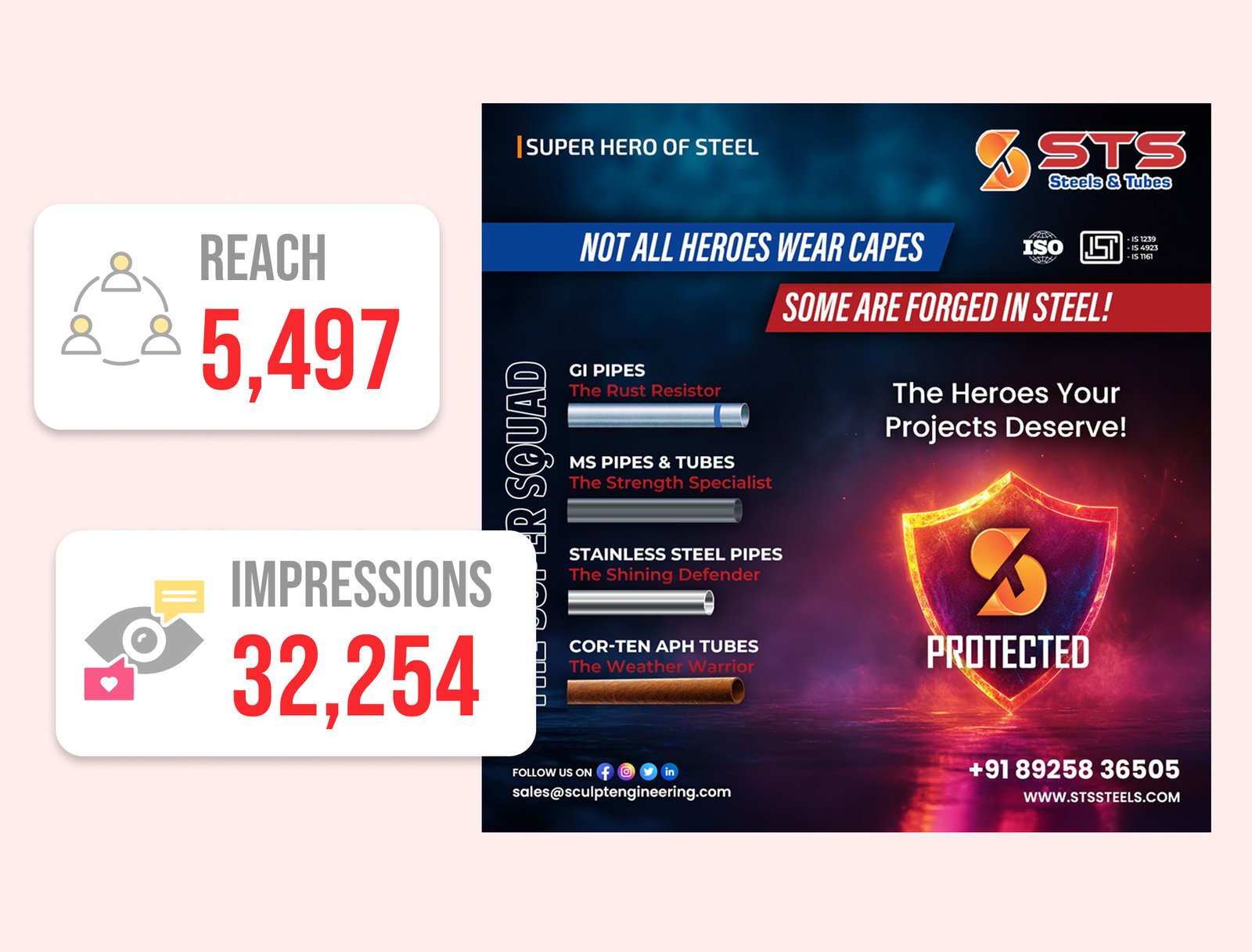 Steel product promotional ad with pricing and offers