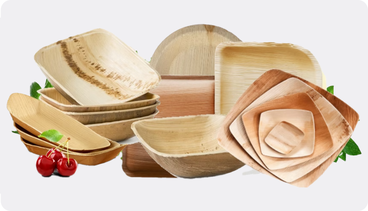 Assorted sliced bread, loaves, and food styling arranged on wooden boards with decorative elements